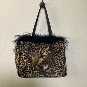 Vintage Y2K Cheetah Leopard Animal Print VTG‎ 2000s Artsy Shoulder Bag Purse